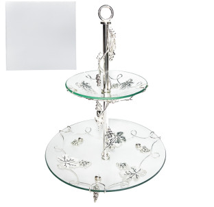 37208 Фруктовниця 2х-яр. кругла декор Виноград (30*30*39см) - фото