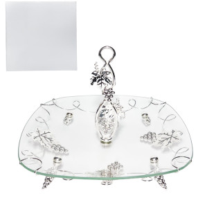 37209 Фруктовниця квадр. декор Виноград (30*30*23см) - фото