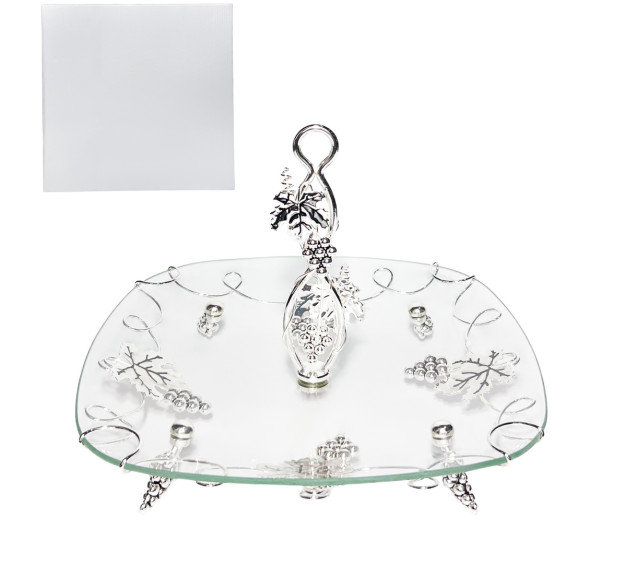 37209 Фруктовниця квадр. декор Виноград (30*30*23см) - фото