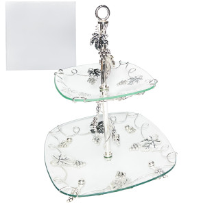 37210 Фруктовниця 2х-яр. квадр. декор Виноград (30*30*39см) - фото