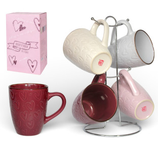 021-04-09 Набір 4 чашки на стійці Heart 350 мл - фото