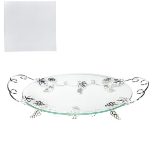 37203 Блюдо овал. з ручками декор Виноград (43*24*8см) - фото