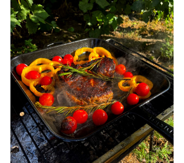 280-280-40MRgrill Сковорода чавунна 28*28*4см квадратна (гриль) з металевою ручкою - фото 4