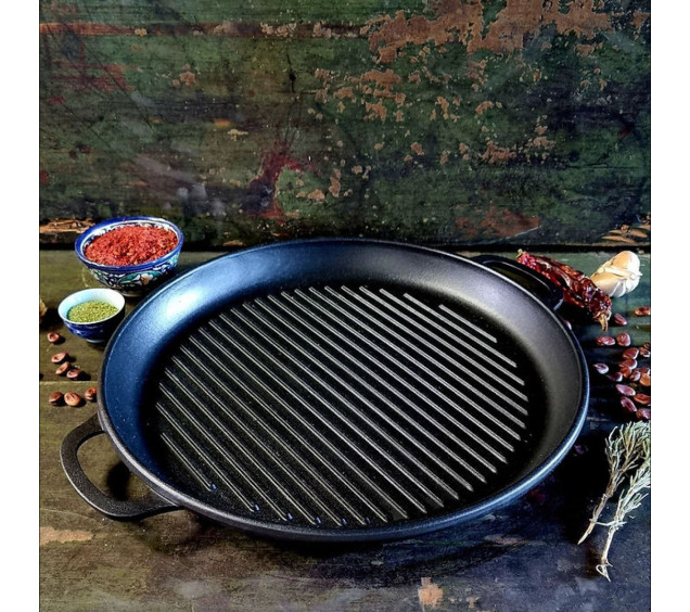 400-40Gr  Жаровня гриль чавунна  40 * 4 см - фото 4