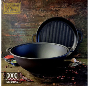 V12CPGr Казан узбецький 12л з кришкою-сковородою гриль - фото