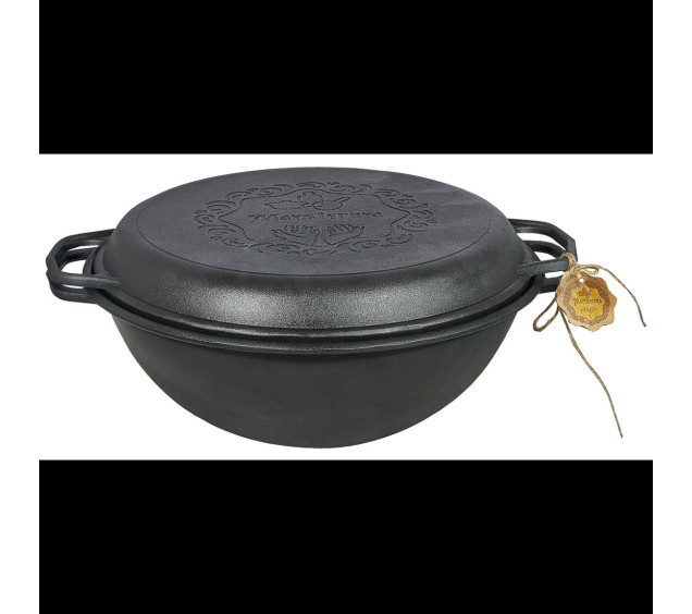 V12CPGr Казан узбецький 12л з кришкою-сковородою гриль - фото 1