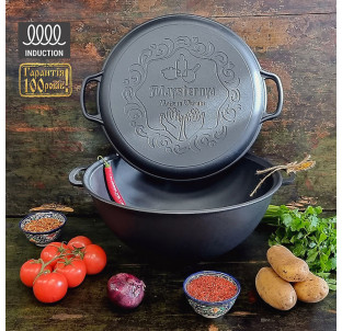 V15CP Казан узбецький 15л з кришкою-сковородою - фото