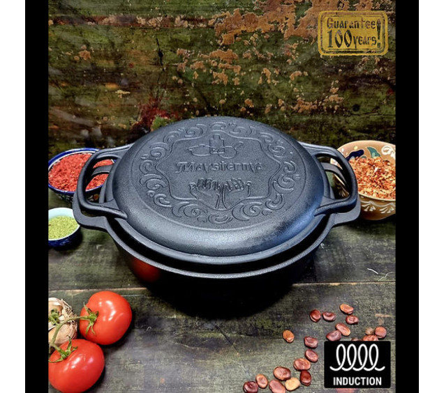 V4CP Котелок чавунний 4 л з  кришкою-сковородою - фото