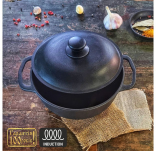 V4С2 Котелок чавунний 4л з алюмінієвою кришкою - фото