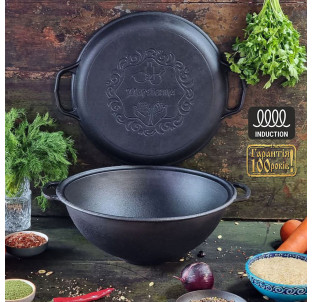 Т405СР Казан узбецький 8л з кришкою-сковородою - фото