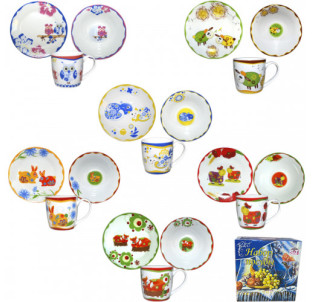 5137/У Набір дитячий 3пр. "У світі тварин" (тар.19см, чаш.250мл, сал.600мл)(універсальна коробка) - фото