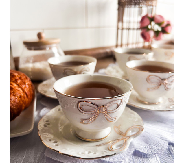 1546 Сервіз кавовий 12 пр Білий бант (чашка  120мл) - фото 2