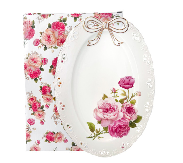 98702 Блюдо овальне 12' Бант (29,4*21см) - фото