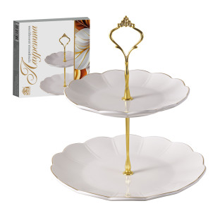 308404-00 Цукерниця двохярусна (22,5см, 17,5 см)  Лауретта - фото