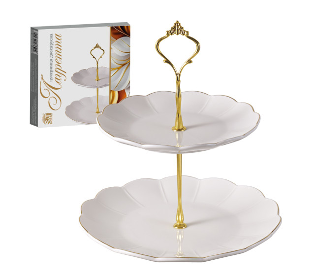 308404-00 Цукерниця двохярусна (22,5см, 17,5 см)  Лауретта - фото