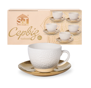 04-001-002 Сервіз чайний " Golden Kurumi " 12ел.(чашка 250 мл, блюдце 15 см) - фото