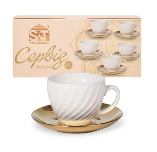 04-001-003 Сервіз чайний " Golden Hayatti " 12ел.(чашка 250 мл, блюдце 15 см) - фото
