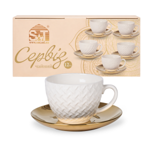 04-001-004 Сервіз чайний " Golden Anfen " 12ел.(чашка 250 мл, блюдце 15 см) - фото