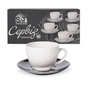 04-001-007 Сервіз чайний " Silver Kurumi " 12ел.(чашка 250 мл, блюдце 15 см) - фото