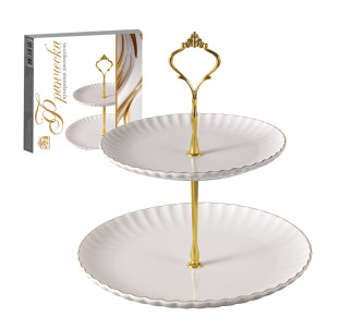 308405-00 Цукерниця двохярусна (22,5см, 17,5 см) Франческа - фото