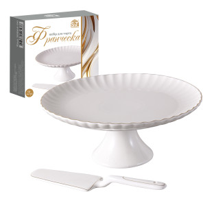 30864-00 Набір для торта 2пр. (d-26.5см; h-11.5см) Франческа - фото