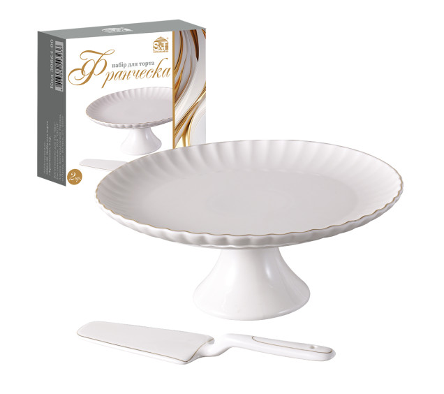 30864-00 Набір для торта 2пр. (d-26.5см; h-11.5см) Франческа - фото