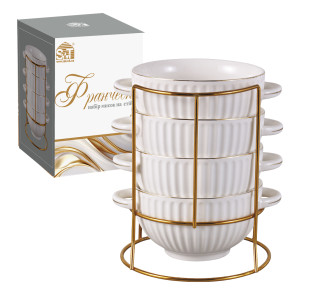 3624-00 Набір мисок 4шт з ручками на мет. стійці 600 мл Франческа - фото