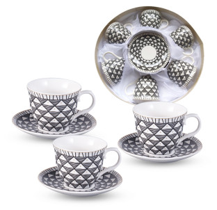 15192 Сервіз чайний 12 пр "Роберта"  ( чашка 240мл, блюдце 14см) - фото