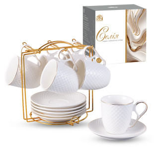 15222-00 Сервіз чайний 12ел.на стійці "Селія"  ( чашка 200мл, блюдце 14см) - фото