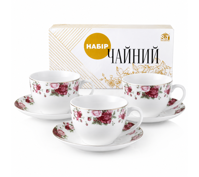 1753-11 Сервіз чайний 12пр. Вінтаж (чашка -240мл.,блюдце-15 см) - фото