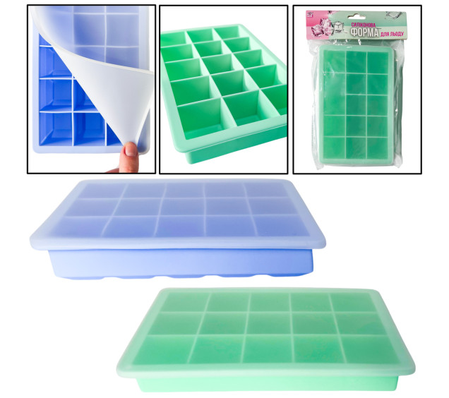 3200-68 Силіконова форма для льоду 18.5х11.6см Мікс - фото