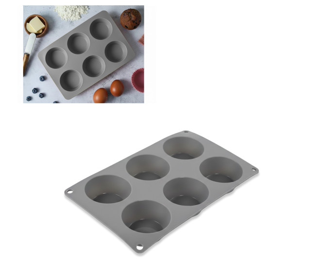 3300-49 Форма силіконова для кексів ( 6 шт ) 26,8*16,5*3 см « Vulkano » - фото