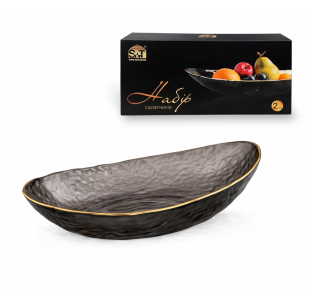 9297-2 Набір салатників 12\' - 2шт "Агат", золотий кант (31*15*5см(800мл)) - фото