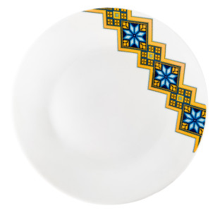 30000-006 Тарілка 7' Вишиванка жовто-блакитний ромб - фото