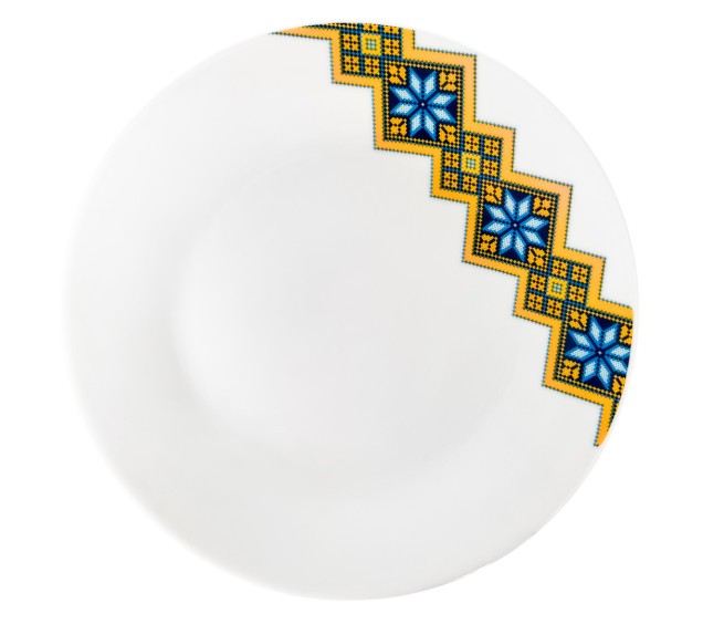 30000-006 Тарілка 7' Вишиванка жовто-блакитний ромб - фото