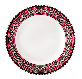 30001-004 Тарілка 8' Вишиванка червоне та чорне - фото