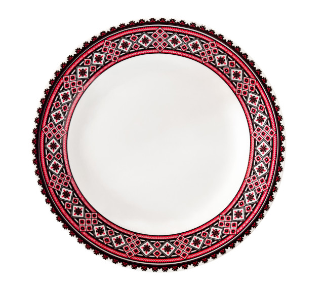 30001-004 Тарілка 8' Вишиванка червоне та чорне - фото