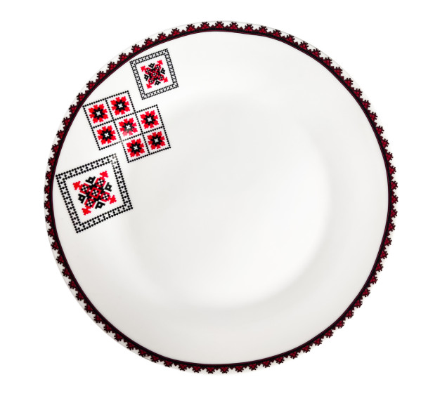 30002-004 Тарілка 9' Вишиванка червоне та чорне - фото