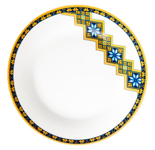 30001-006 Тарілка 8' Вишиванка жовто-блакитний ромб - фото