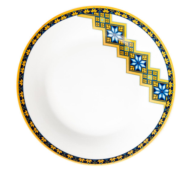 30001-006 Тарілка 8' Вишиванка жовто-блакитний ромб - фото