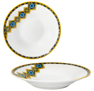 30003-006 Тарілка суп 8' Вишиванка жовто-блакитний ромб - фото