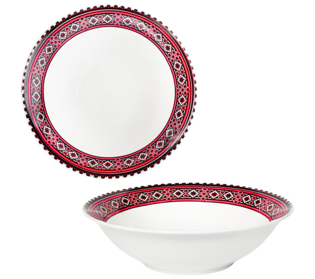 30005-004 Салатник 7' Вишиванка червоне та чорне - фото