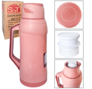 40117-3 Термос зі скляною колбою 2л Рожевий - фото