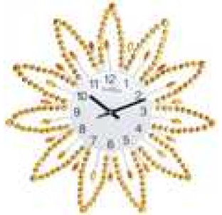 02-225 Годинник мет. настін. з камінням жовтий (40*40) - фото