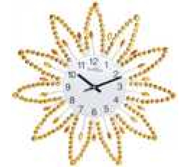 02-225 Годинник мет. настін. з камінням жовтий (40*40) - фото