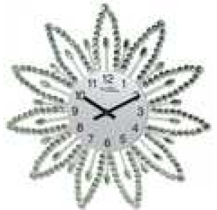 02-225 Годинник мет. настін. з камінням зелений (40*40) - фото