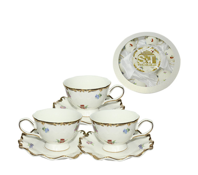 022-12-04 Набір чайний 12пр. Шантильї (чашка 200мл, блюдце 16см) - фото