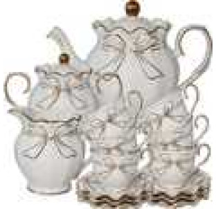 022-15-01 Набір чайний 15пр. Білий бант (чашка 240мл, блюдце 14см) - фото