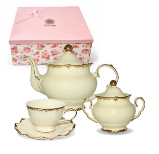 022-15-03 Набір чайний 14пр. Монсоро (чашка 200мл,  цукор.440мл, чайник 1,2, блюдце 16см) - фото