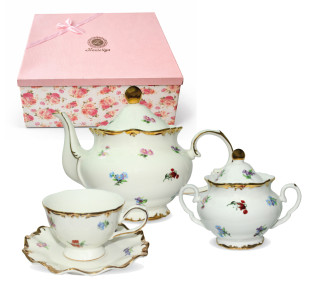 022-15-04 Набір чайний 14пр. Шантильї (чашка 200мл,  цукор.440мл, чайник 1,2, блюдце 16см) - фото